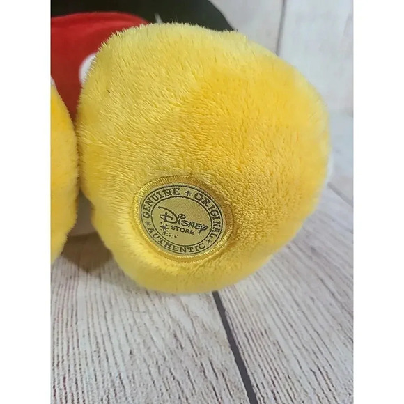 Disney Store Plush Mickey Mouse Stuffed Animal Beanbag Red Black Foot Patch 17" - Picture 5 of 6